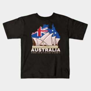 Australia Sydney GPS coordinates Opera House Kids T-Shirt